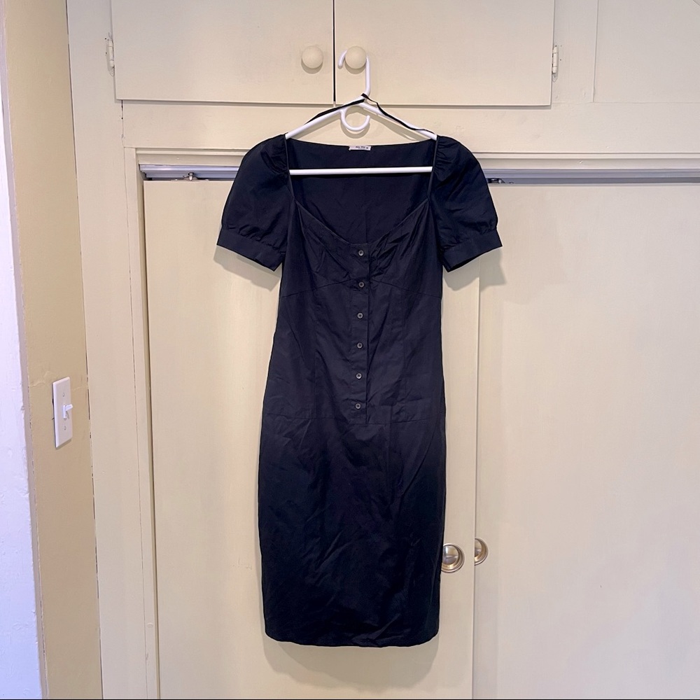 Miu Miu Made in Italy LBD black dress sweetheart neckline 38